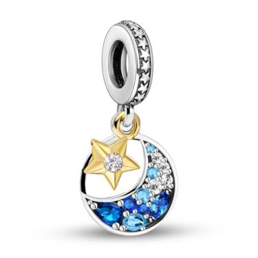 Imagem de 1 peça elegante prata estrelas e lua, berloque para combinar joias e presente de decoração de roupa diária para mulheres