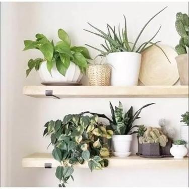 Imagem de 6 Grandes Prateleiras Industriais Com Decoração De Nichos De Ferro(KIT 6 PRATELEIRA NATURAL 60CM)