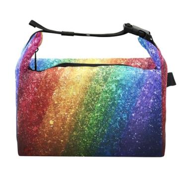 Imagem de STAYTOP Lancheira de fundo arco-íris brilhante com fivela de alça, lancheira isolada para meninos e meninas, lancheira térmica para trabalho escolar