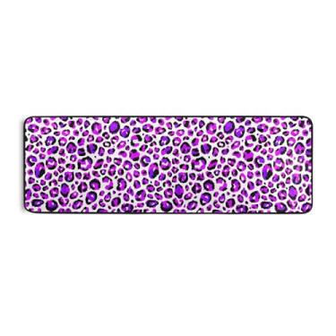 Imagem de Burbuja Tapete de corredor com estampa de leopardo roxo 61 x 183 cm, tapete lavável antiderrapante com suporte de borracha, tapete para sala de estar, corredor, decoração de casa