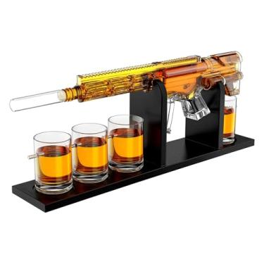 Imagem de AR15 Whiskey Decanter Set - Limited Edition,Silencer Stopper - 800 ml & 4 12oz Bullet Glasses - Unique Gift - Drinking Party Accessory, Handmade Gun Liquor Decanter, Tik Tok Gun Decanter