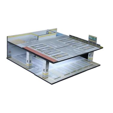 Imagem de Dynwave Diorama em escala 1:64 de uma garagem subterrânea, vitrine para miniaturas de carros, decoração de mesa, 2 níveis com iluminação.