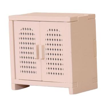 Imagem de Dynwave Miniatura de móvel para casa de bonecas em escala 1:12, mini armário de armazenamento, ornamento de madeira, artesanato para decoração de loja e, Leite Branco