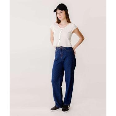 Imagem de Calça Jeans Wide Leg Bolsos Feminina-13033 - Wrangler, 40, Jeans azul