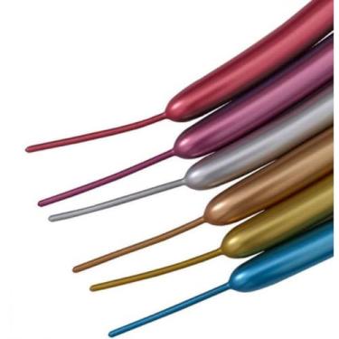 Imagem de Kit 10X Balão Platino Canudo 260 25 Unidades