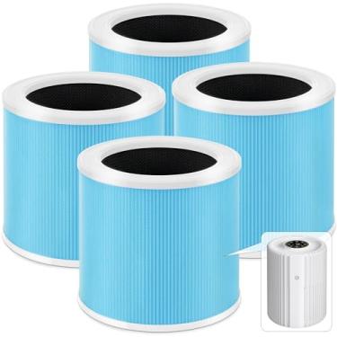 Imagem de Substituição do filtro de ar DH-JHD07, compatível com purificador de ar VOOPNU DH-JHD07, HEPA verdadeiro 4 em 1 com carvão ativado, versão padrão (azul), pacote com 4