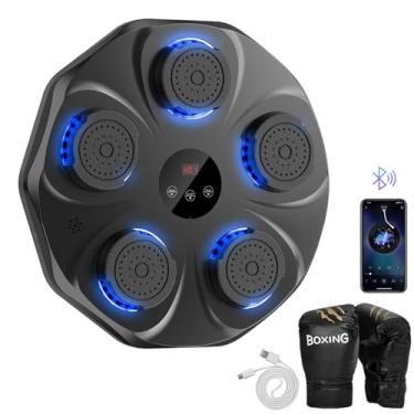 Imagem de TGLLM Máquina de boxe musical, treinador de perfuração musical com luvas de boxe, máquina de perfuração eletrônica montada na parede para crianças e adultos