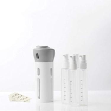 Imagem de Dispenser de Cosméticos para Viagem 4 em 1 - Shampoo, Sabonete, Creme e Cosméticos CINZA