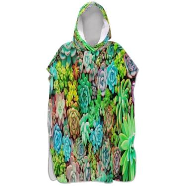 Imagem de Joisal Poncho de surfe trocador de roupão para praia Adul toalha com capuz floral absorvente masculino poncho com capuz suculentas coloridas vibrantes
