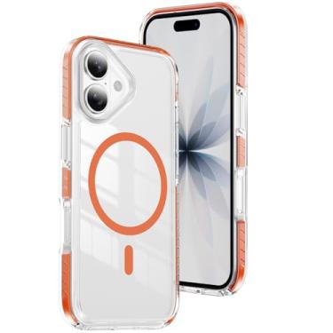 Imagem de COTDINFOR Capa transparente para iPhone 16 Pro, [compatível com MagSafe] [Proteção contra quedas de grau militar] Capa de telefone fina magnética à prova de choque TPU transparente para iPhone 16 Pro