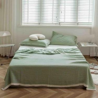 Imagem de Cobertor feminino masculino para cama adulto longo casal solteiro para sofá inverno tecido de algodão quente inverno macio confortável (verde A, 150 x 200 cm)