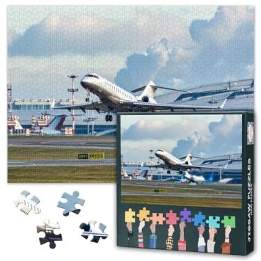 Imagem de Airport Runway Jigsaw Puzzle for Adults Gift Home Decor Plane Takes Off Intelligence Puzzles for Family Games 1000 Pieces Challenging Jigsaw Puzzle for Adults Airplane 27.5"X19.7"
