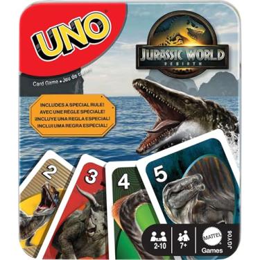 Imagem de UNO Jogo de Cartas Jurassic World Saga Metálico para crianças a partir de 7 anos
