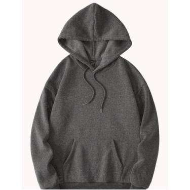 Imagem de Blusa Moletom De Frio Canguru Liso Com Capuz e Bolso Frontal Casaco Mo