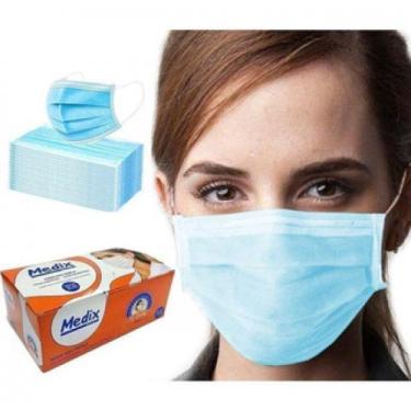 Imagem de Máscara Tripla Descartável c/Elástico Caixa 50 Unid - Medix - MEDIX Me