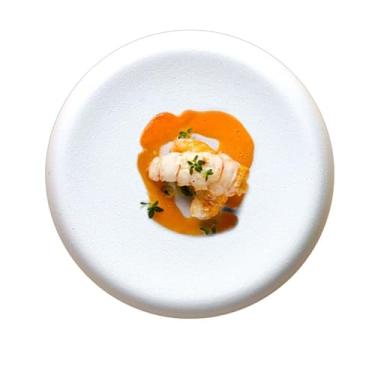 Imagem de Pratos de jantar restaurante criativo fosco cerâmica prato de sobremesa francês redondo prato de comida ocidental cor sólida prato plano hotel personalidade prato suave jantar suave