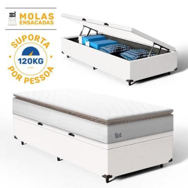 Imagem de Cama Box Baú com Colchão de Molas Ensacadas Pillow Top Neve Solteiro 8