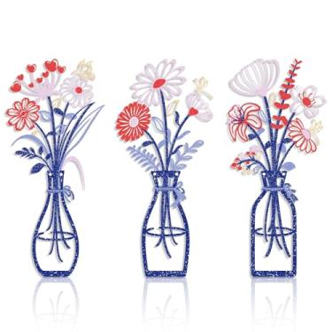 Imagem de 3 peças de flores de metal arte de parede rústica decoração de casa de fazenda decoração de flores minimalistas para sala de estar, banheiro, quarto, sala de jantar - presente de inauguração de casa