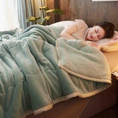 Imagem de Cobertor de lã, cobertores e mantas fofos, femininos, masculinos, para cama, adulto, duplo, solteiro, para sofá, inverno, xale, quente, macio e confortável, lavável na máquina, primavera, outono