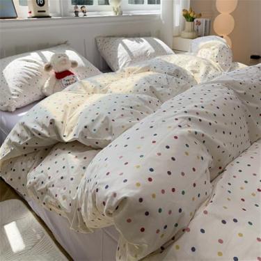 Imagem de Conjunto de cama xadrez listrado simples para casa e dormitório, kit de edredom antialérgico, 1, 1,5 m, conjunto de 4 peças B