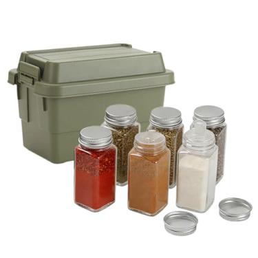 Imagem de Frascos Para Temperos - Organizador De Condimentos Para Camping Com Estojo | Frascos Vazios,para Caminhadas Senderismo Cozinha Assar Viagens ao Ar Livre Churrasco