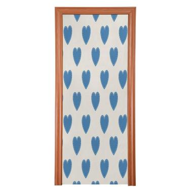 Imagem de ATTX Capa de porta frontal coração azul - decoração de férias de tecido elástico lavável para festas, casa, decoração de porta da frente, 36 x 98 polegadas (750)