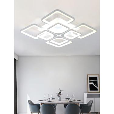 Imagem de Luminária de teto LED moderna, dimerizável e com controle remoto, com lâmpada de teto embutida em acrílico, ideal para iluminação de teto em quartos, escritórios, salas de jantar e outros am