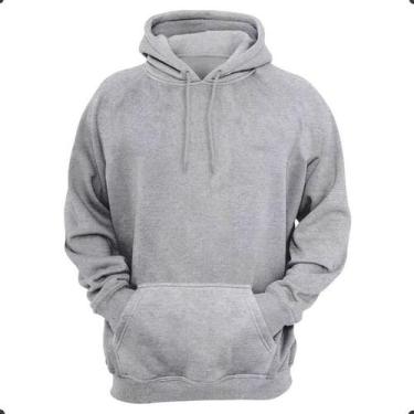 Imagem de Moletom Feminino Masculino Liso Bolso Canguru Capuz Flanelado - Rinald