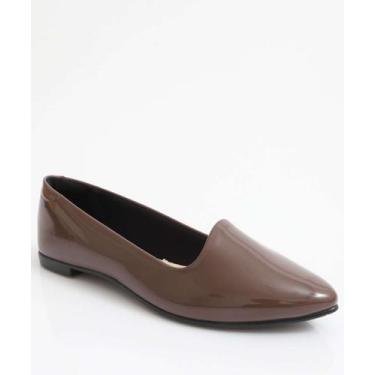 Imagem de Sapatilha Feminina Bico Fino Verniz Moleca Marrom-34036, Marrom, 37