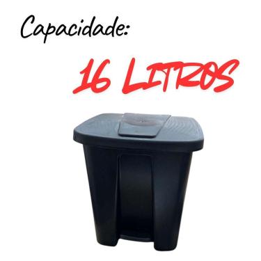 Imagem de Lixeira Com Pedal 16l Preta Para Cozinha E Banheiro