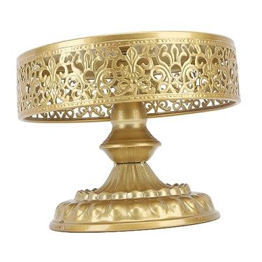 Imagem de Base de Sobremesas Dourada com Design Lace para Bolo Fácil Montar Display Redondo Petiscos Festas Chá da Tarde Decoração