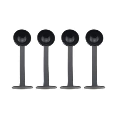 Imagem de JianLing 4 colheres de café expresso 2 em 1 pretas de plástico adulterador de 150 mm para colher leite em pó, grãos, açúcar, fermento em pó, bicarbonato de sódio