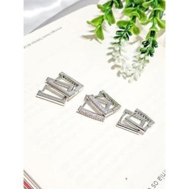 Imagem de Kit Cartela de Brincos Argolas Femininas Cravejadas Folheado Bijuteria