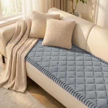 Imagem de Smiry Capa de sofá para animais de estimação, lavável, felpuda e antiderrapante, para 3 almofadas, capas de sofá macias que protegem contra animais de estimação (cinza, 70 x 150 cm)