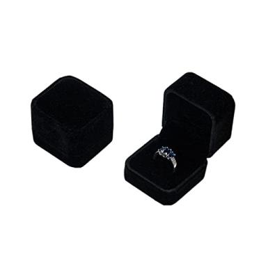 Imagem de Recipientes de armazenamento anel porta-joias organizador de presente caixa de armazenamento exibição de brincos caixas de embalagem de casamento (tamanho: preto) (uma cor preta)