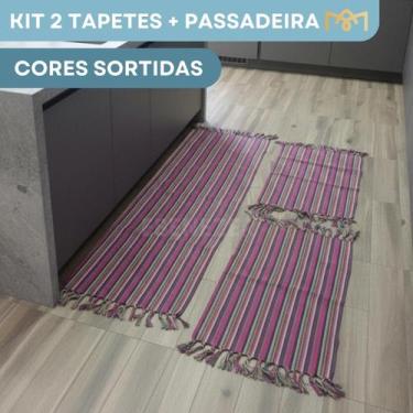 Imagem de Conjunto Passadeira Para Cozinha 3 Peças Em Algodão Confortável Estilo