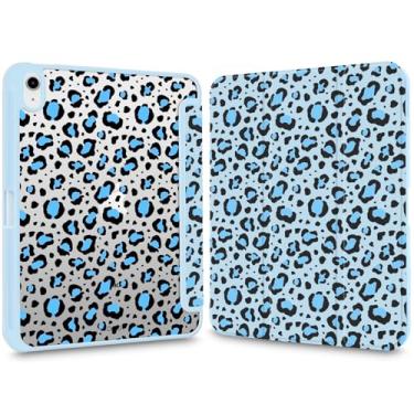 Imagem de VibrantFruitique Linda capa para iPad Pro de 11 polegadas 4ª/3ª/2ª/1ª geração (2022/2021/2020/2018) Capa híbrida transparente com estampa de guepardo de leopardo azul, com suporte para lápis, capa