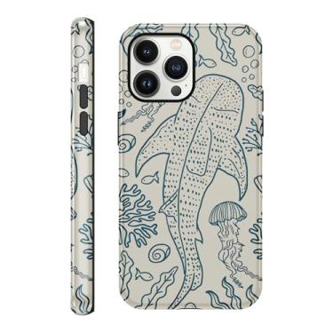 Imagem de Zrutru Capa tubarão para iPhone 13 Pro de 6,1 polegadas, tubarões baleia oceano recifes de coral água-viva capas de telefone para meninas mulheres meninos homens TPU resistente a arranhões capa à
