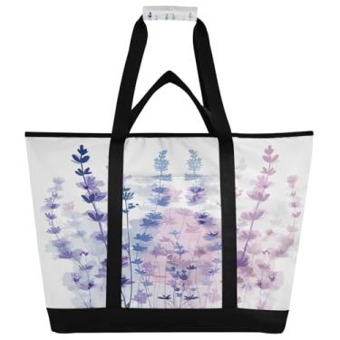Imagem de STAYTOP Grande bolsa térmica térmica, linda lavanda dobrável para cozinha, reutilizável, lancheira, à prova de vazamento, sacola para compras, comida, viagem, praia, acampamento