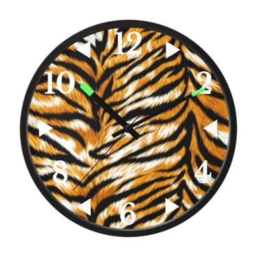 Imagem de STAYTOP Lindo relógio de parede de LED com textura de tigre para quarto com brilho noturno, relógios de parede silenciosos de 30 cm para decoração de sala de estar, controle de som, relógio de parede