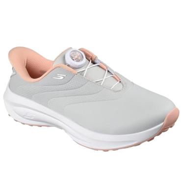 Imagem de Skechers Tênis feminino Flow Slip-in Spikeless impermeável para golfe, Ajuste torcido cinza claro/rosa, 41
