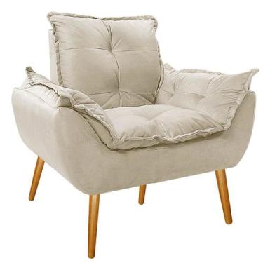 Imagem de Poltrona Opala Palito Mel Sintético - Amarena Móveis, Bege
