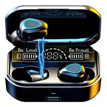 Imagem de Fone Sem Fio TWS Preto Display LED Digital com Estojo de Recarga Power Bank