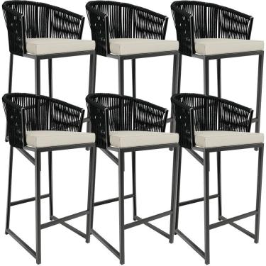 Imagem de Kit 06 Banqueta Para Área Gourmet Cozinha Varanda D04 Preto