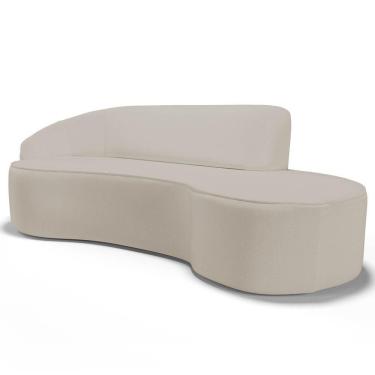 Imagem de Sofá Living 2 Lugares 180cm Braço Esquerdo Mozart D06 Sintético Bege - Mpozenato