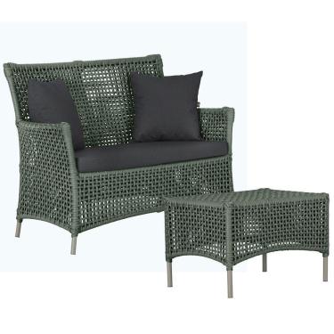Imagem de 1 Sofá E Mesa Centro Igapó Alumínio Corda Náutica E11 Trama Verde