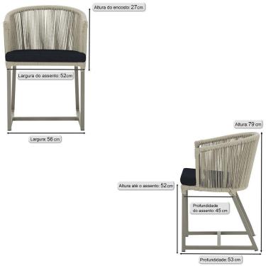 Imagem de 2 Cadeiras De Jantar Noronha Fendi Corda Náutica E12 Trama Rami