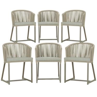Imagem de 6 Cadeiras De Jantar Noronha Fendi Corda Náutica E3 Trama Rami