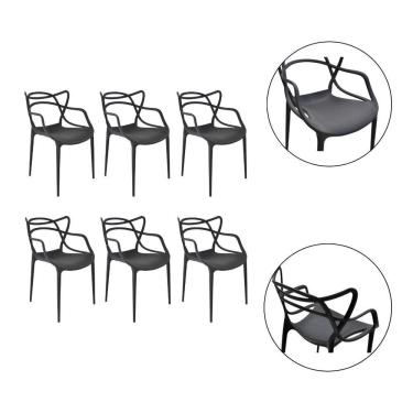 Imagem de Kit 6 Cadeiras Allegra Polipropileno Resistente E Moderna preto
