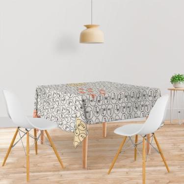 Imagem de Toalha De Mesa Quadrada 4 Lugares Tecido Oxford Rostos Orgânicos  - 14